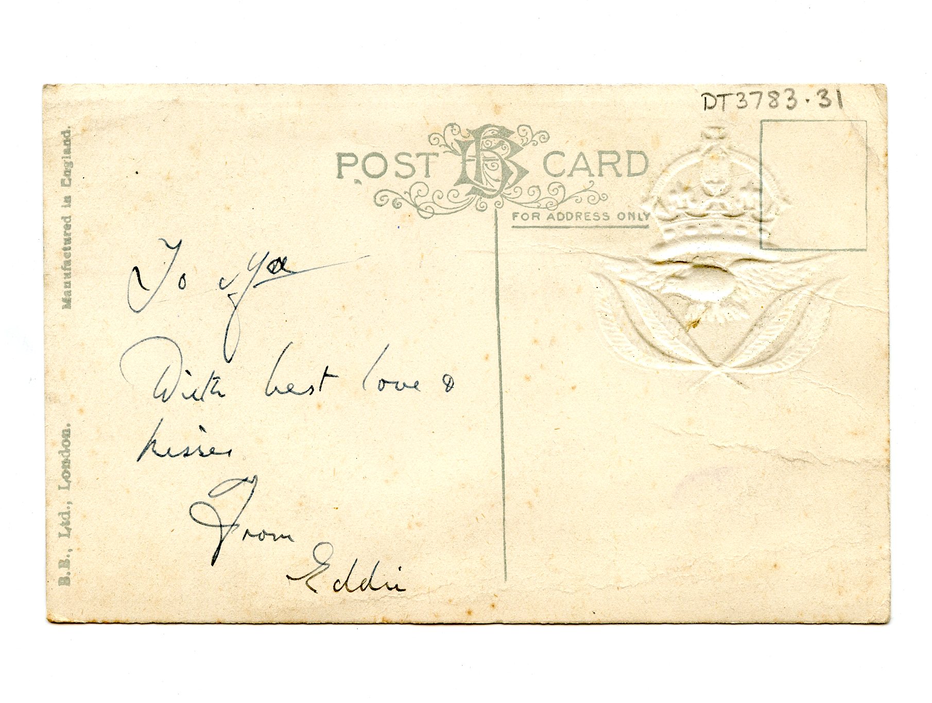 Postcard send home by Eddie Edgell