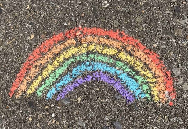 chalk rainbow on pavement