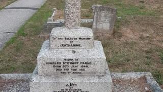 A cross shaped gravestone for Katherine Parnell in Littlehampton Cemetery
