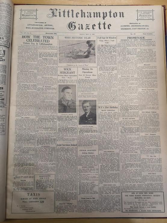 Littlehampton Gazette front page 11th May 1945