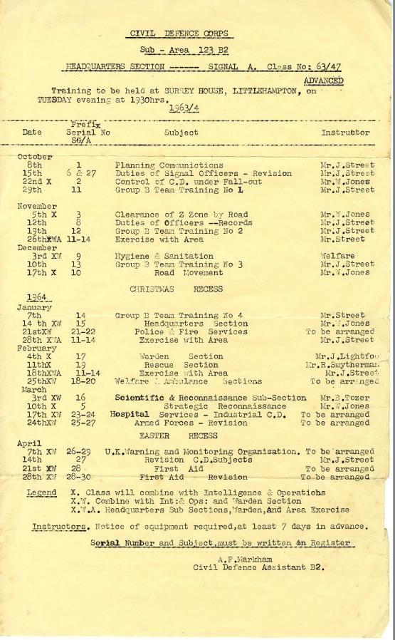 A training schedule for Cold War preparations